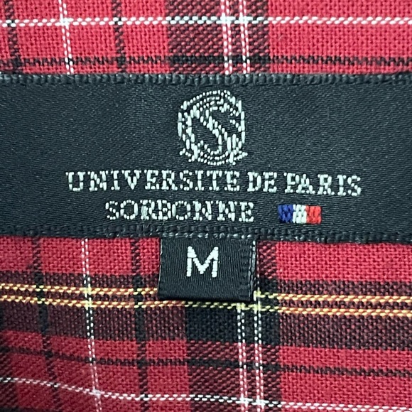 Universite De Paris Sorbonne Red Plaid Men’s Button Down Shirt Size Medium - Picture 6 of 6